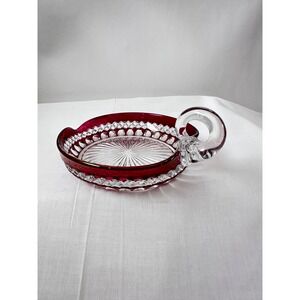 Westmoreland Ruby Red Waterford 5" Heart Shaped Bonbon Nappy Glass Dish Handle